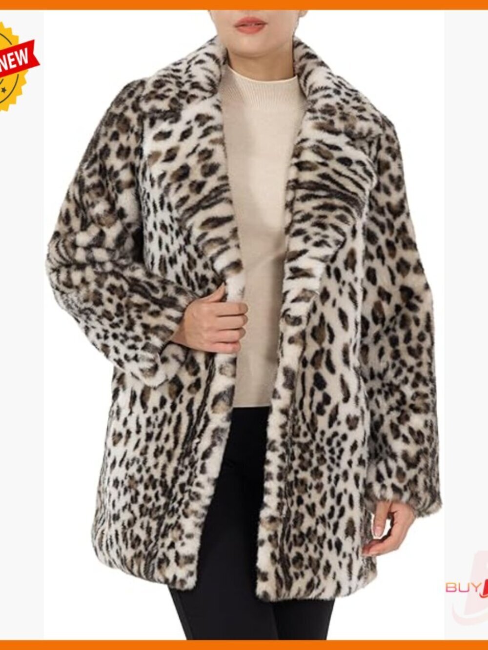 Faux Fur Coat with Belt and Pockets, Long Sleeve Open Front Jacket